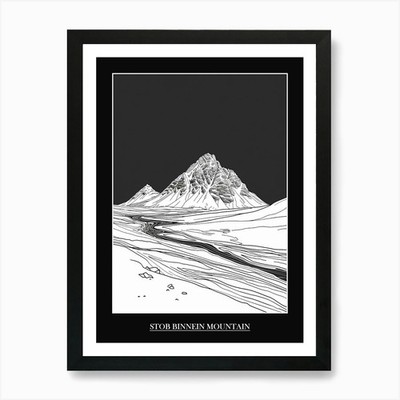 Stob Binnein Mountain Line Zeichnung gerahmtes Wandbild Poster Leinwanddruck Bild