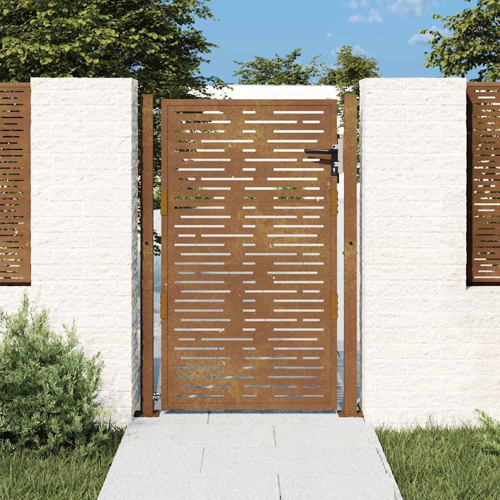 Cancello da Giardino 105x130 cm Acciaio Corten Design Quadrato 2805543