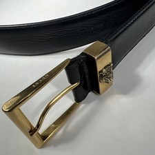 Gucci Tiger Head Motif Black Leather Belt Size 40 100cm