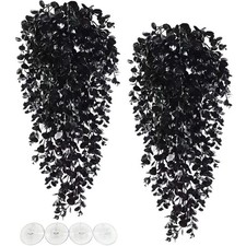 Reptile Plants, 2 Pack Hanging Terrarium Plants, Artificial Leaves Habitat De...