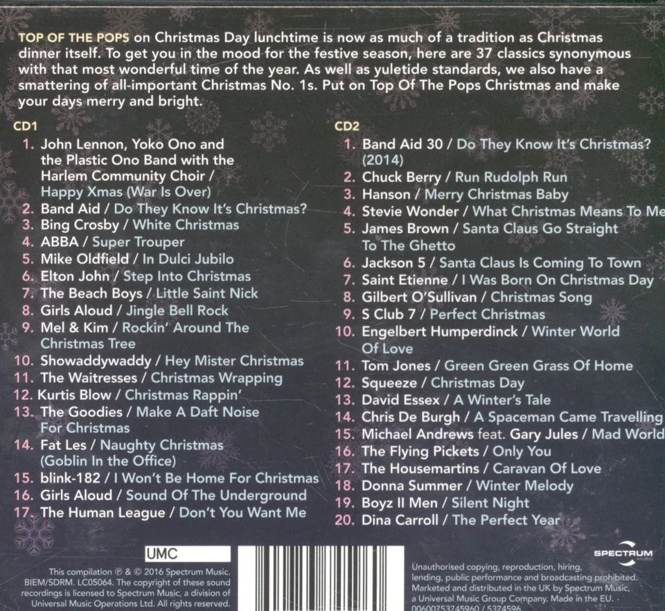 Various Artists Top Of The Pops Weihnachts Doppel-CD Europa Umc 2016 In Digipak - Bild 2 von 2