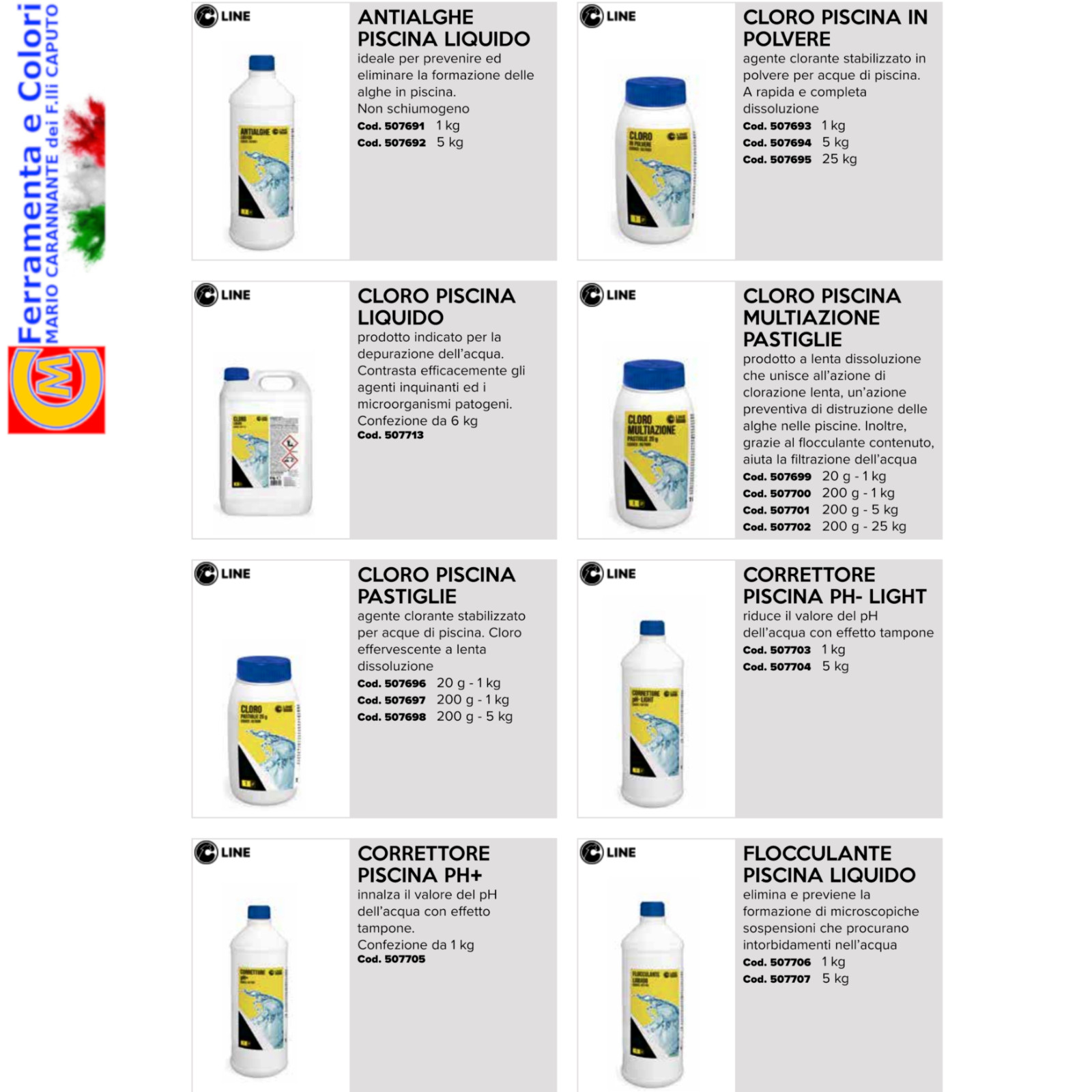 Cloro Antialghe Liquido Granulare Pastiglie Correttore PH + - Acqua PISCINA