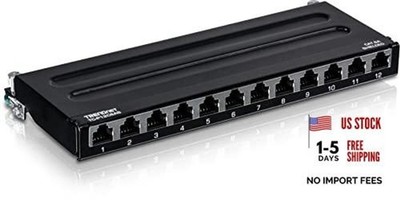 12-Port Shielded Patch Panel, 10G Ready, Cat5e,Cat6,Compatible, 12 port Cat6A