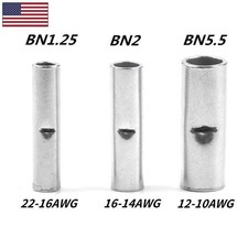 Copper Bare Wire Splice Terminals Ferrule 22-16-12-10AWG Butt Crimp Connectors