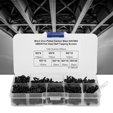 480Pcs Self Tapping Screw M3 Flat Head Cross Carbon Steel Hardware Fasteners UK