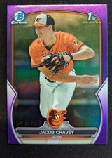 Jacob Cravey 2023 Bowman Draft Chrome Purple Refractor BDC-189 Orioles 043/250