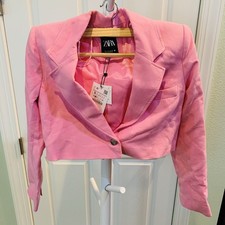 Zara Pink Jacket Size Small Cropped Blazer NWT 2891 / 063 / 636