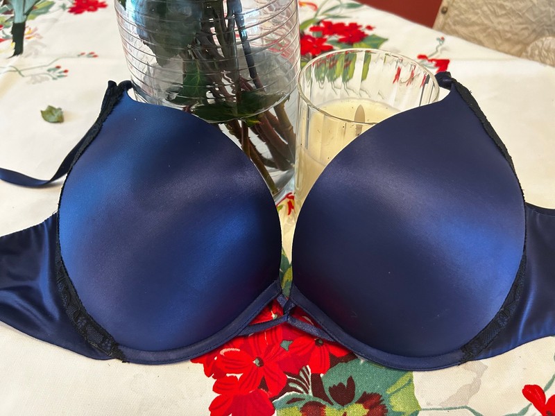 VICTORIA'S SECRET Sexy Plunge EUC Blue Black Lace Beauty Bra 36D