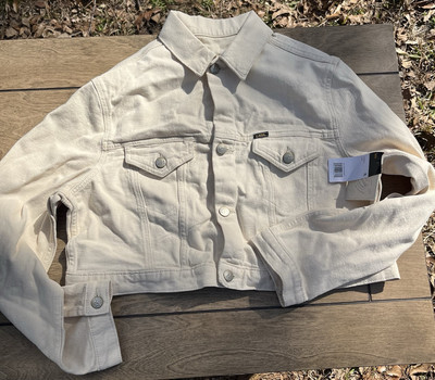 LEE Vintage Modern Series Denim  Cotton Blend Cream Jean Jacket Women s Size XL