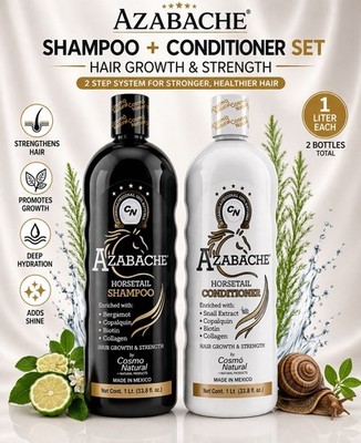 Azabache Shampoo + Conditioner Set 1L Hair Growth Strength Biotin Collagen