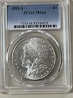 1881 s morgan silver dollar PCGS ms Near gem BU  READ !
