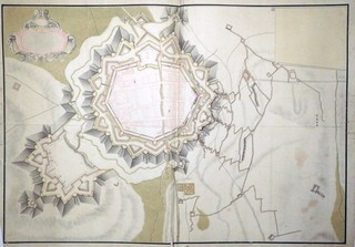 Aquarell Manuskriptkarte Belagerung von Landau in der Pfalz 1704 Vauban