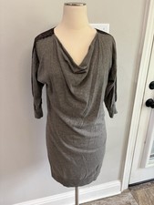 Loft Brown Long Sleeve With Lace Detail Cowl Neck Sweater Dress Small GUC
