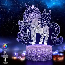 Unicorn Pattern 3D Atmosphere Night Light with USB Plug for Birthday Gift Decor