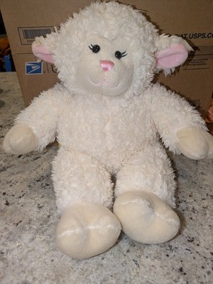 Build-A-Bear Vanilla Swirls Lamb Plush Curly Sheep Pink Nose Eyelashes Retired