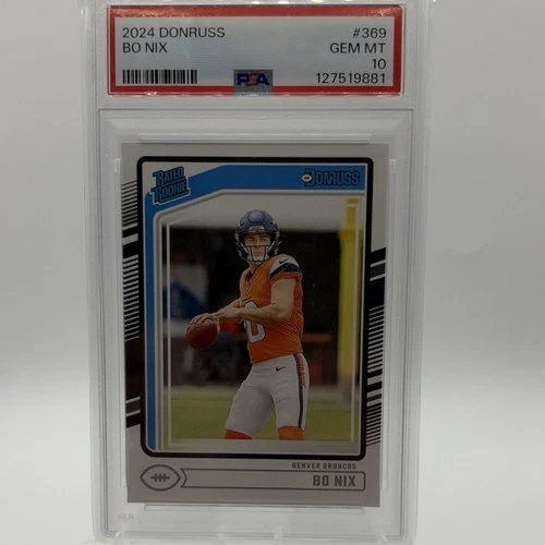 2024 Panini Donruss Rated Rookie Bo Nix #369 PSA 10 Denver Broncos NFL