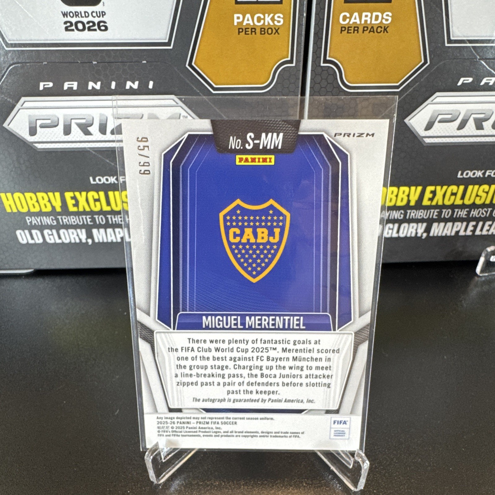 Panini Prizm FIFA 2025-26 Miguel Merentiel Boca Juniors RC Auto S-MM /99 view 2