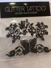 Glitter Temporary Tattoo Adhesive Body Stickers, Butterfly Line NEW