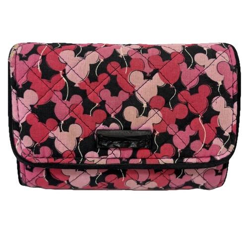 Vera Bradley RFID Riley Compact Wallet Disney Mickey Balloons Red Pink Black - Picture 1 of 22