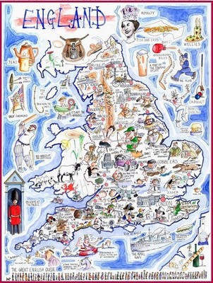 1000-teiliges Puzzle   Komische Karte von England, Kunstwerk von Tim Bulmer   Ko
