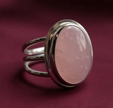 Natural Rose Quartz Gemstone Handmade 925 Sterling Silver Jewelry Ring All Size
