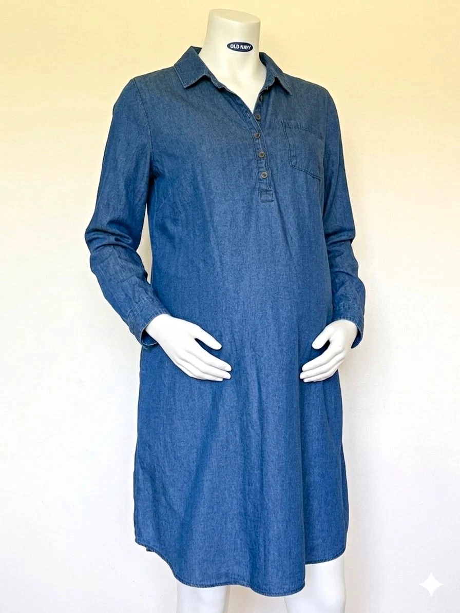 Long Sleeve Denim Maternity Dresses for sale