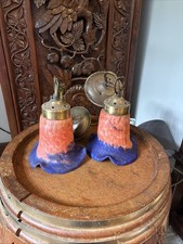 Vintage Pair Of Art de France Style Glass Tulip Lamp Light Shades