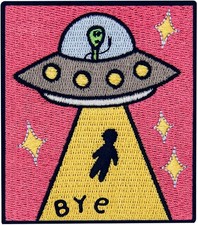 Listing image for Bye Earth UFO X-File Patch Embroidered Applique Badge Iron On Sew On Emblem