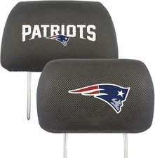 New England Patriots Pair of Premium Auto Head Rest Covers, Embroidered,...