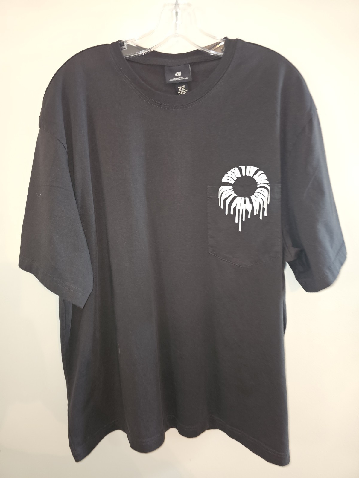 H&M Not All Bad 2xl Xxl Mens Black Graphic Logo Single Pocket Short Sleeve Tee