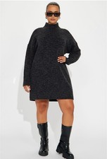 Fashion Nova Grey Sweater Long Sleeve Mini Shift Dress Size 1X