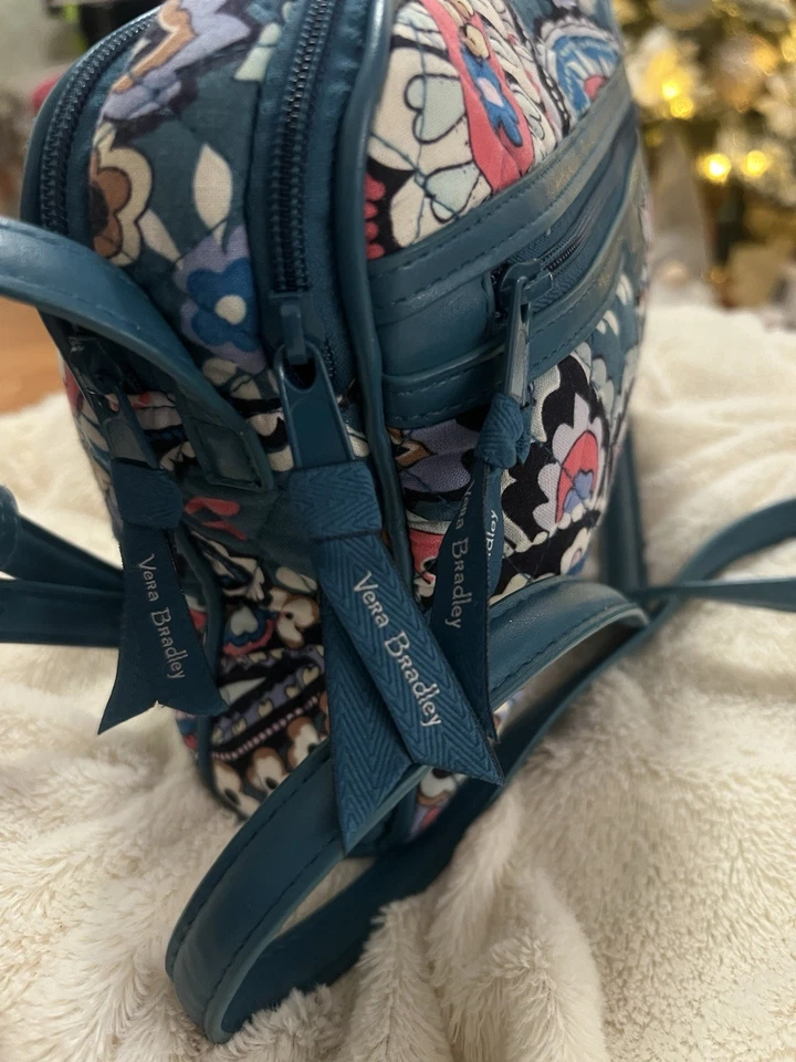 Vera Bradley Blue Floral Hipster Crossbody Bag Quilted Adjustable Strap - Image 2 of 4