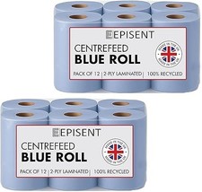 Blue Centre Feed Rolls 12 Pack 2ply Embossed Kitchen Paper Towel Paper Roll