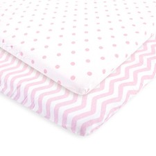 Unisex Baby Fitted Playard , Pink Chevron Dot, Size