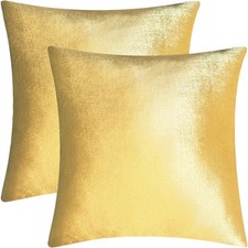 2 Pack 18x18 Pillow Cover Velvet Pillow Covers, Faux 18" x 18" Pack of 2 Gold