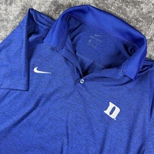 Nike Duke Blue Devils Polo Shirt Mens XL Blue Dri-Fit Short Sleeve Basketball