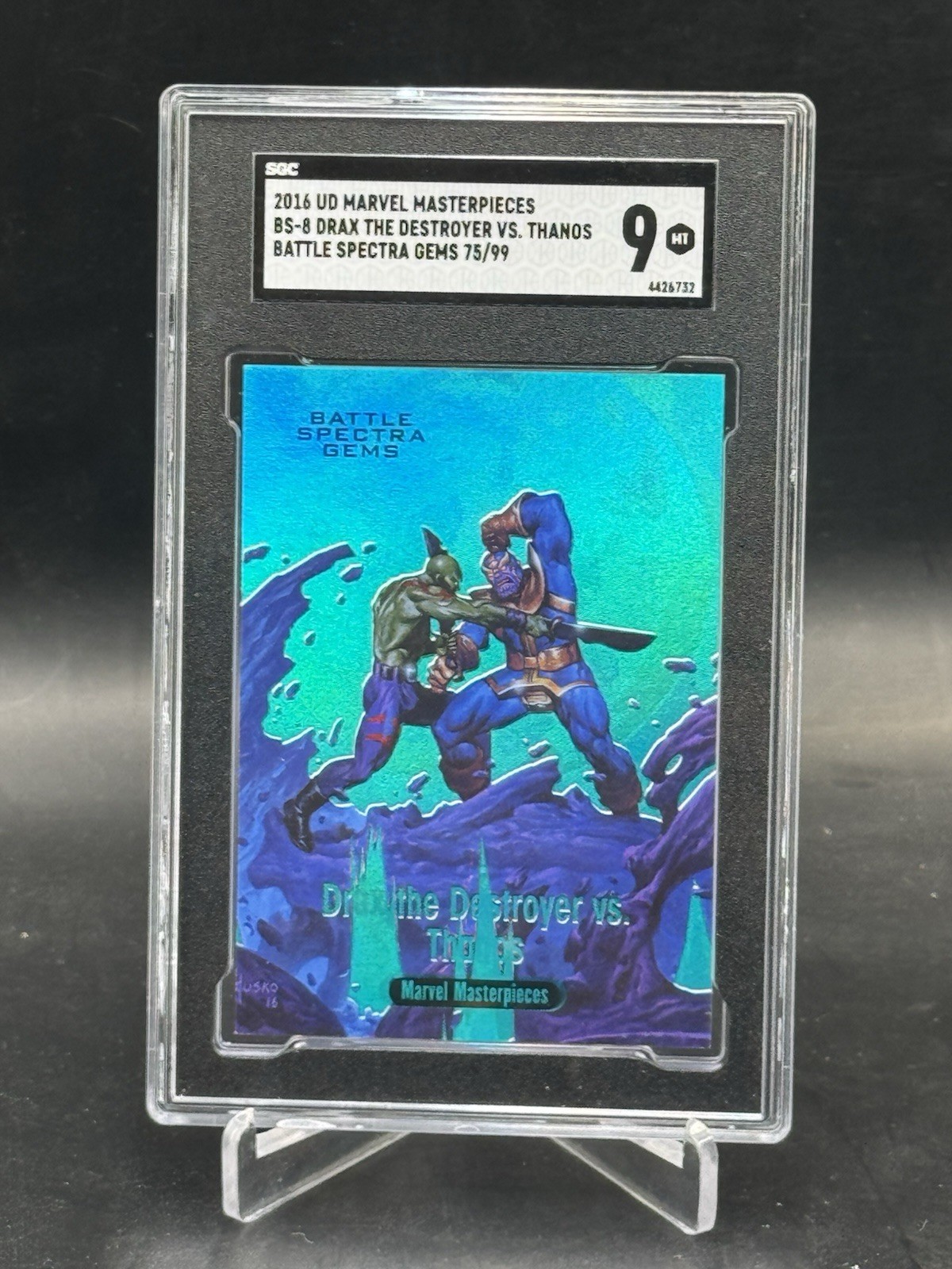 2016 UD Marvel Masterpieces Drax Vs Thanos Battle Spectra Gems /99 SGC 9 Pop 1/1