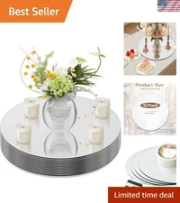 Round Mirror Candle Plate Set 12 Inch Modern Glass Trays for Weddings Parties