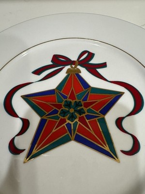 One 8 Inch Ceramic Tienshan Holiday Dessert Plate. Star.