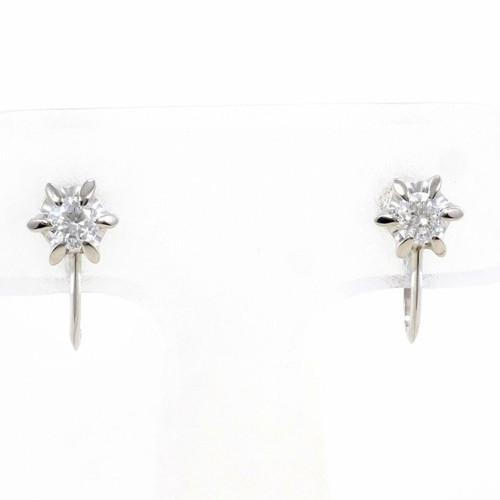 Jewelry Platinum PT900 Earring Diamond 0.15 Par2 About2.0g Free shipping Used