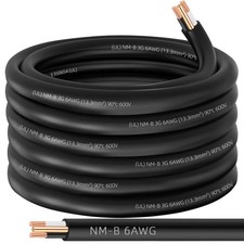 XMK NM-B 6/2 Wire with Ground,35FT 6/2 6 Gauge Wire Copper 6AWG 2 Conductor
