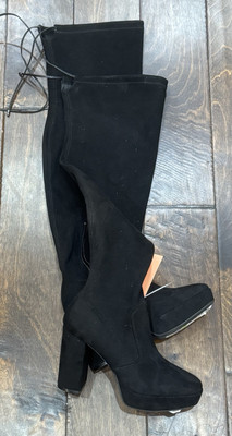 Gianni Bini Over The Knee Black Block Heel Boots, NWOB.  Size 6