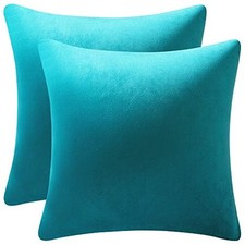 Throw Pillow Cases 16x16: 2 Pack Cozy Soft 16" x 16" Pack of 2 Turquoise
