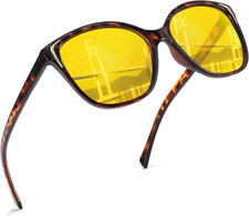 Night Vision Glasses Driving for Women, Wrap around Polarized anti Glare Yellow