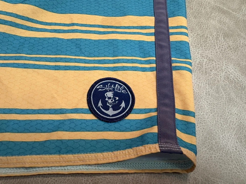 Шорты для рыбалки плавания Salt Life SLX-QD Vapor эластичные оранжевые и синие размер 34 - Изображение 2 из 4