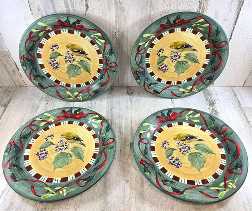 Lenox Winter Greetings Everyday Goldfinch 4 Dinner Plates Catherine McClung