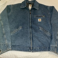 Vintage Carhartt X-Large Detroit Denim Blue Jacket J110DST Made in USA 
