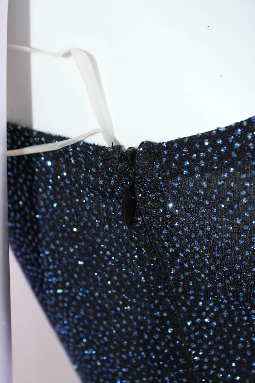 Brian Lichtenberg Womens Glitter One Shoulder Mini Bodycon Dress Blue