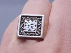Vintage LOIS HILL Sterling Silver Granulated & Square Band Ring size 8