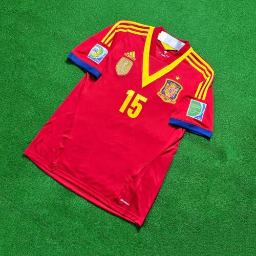 2014 Spain Home Jersey Sergio Ramos #15 Adidas Authentic Football Shirt Size M - 第 3/20 張圖片